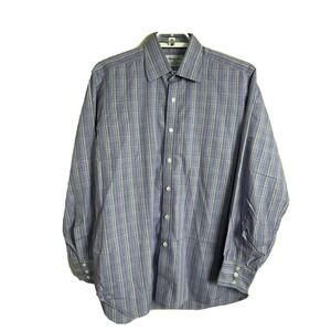 Turnball and Asser Men's Size 16 41 Long Sleeve Button Up Blue Red Yellow Plaid